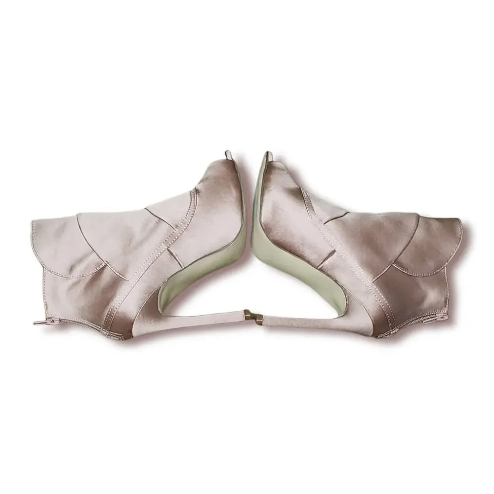 Shoe Dazzle Pink Jo Jo Mid Calf Zip Up High Heel Ankle Booties - Size 7.5